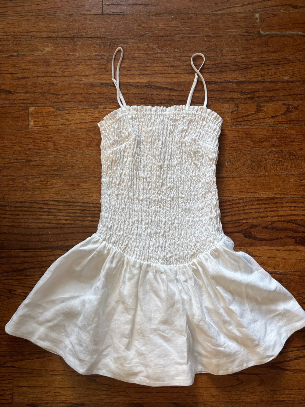 Aritzia Smocked linen mini dress